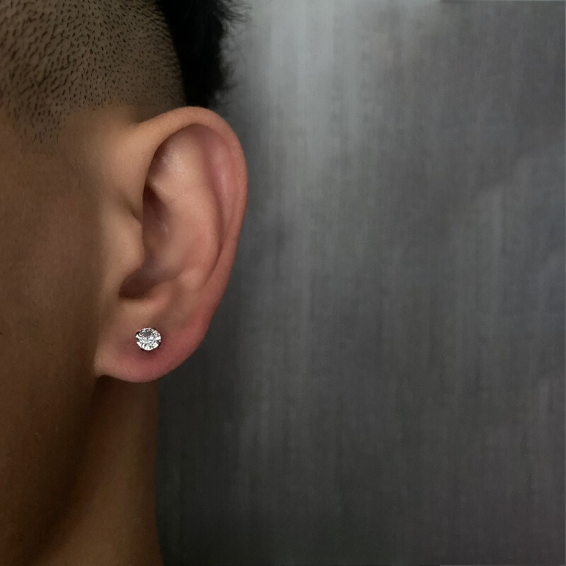 Single Synthetic Zircon Stud Earrings, Versatile Style